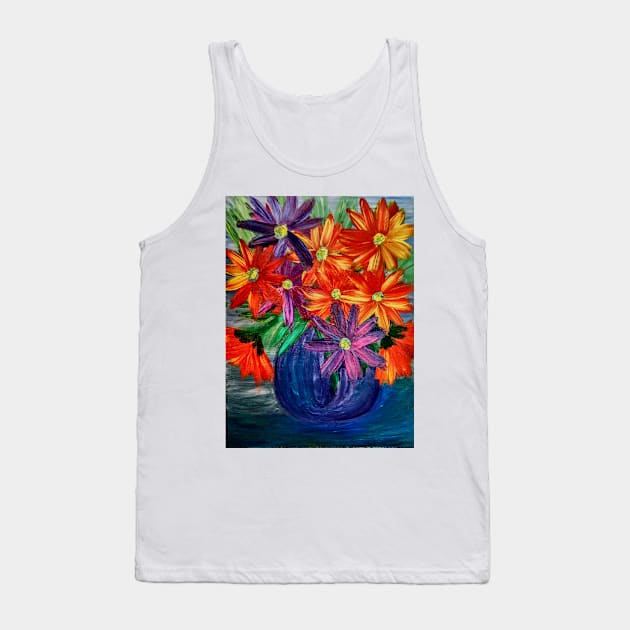 A beautiful lovely boutique of abstract vibrant colorful  flowers in a tall glass vase Tank Top by kkartwork